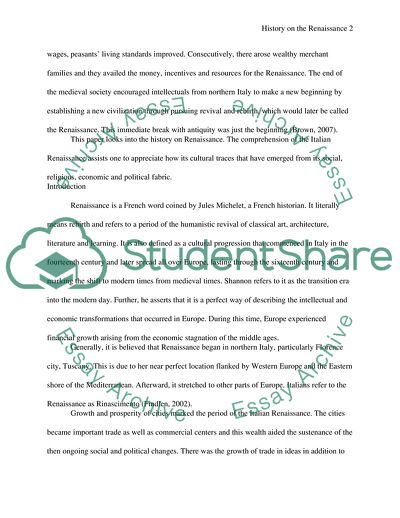 History on the Renaissance