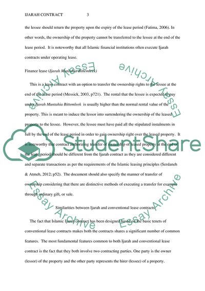 Islamic Accounting: Ijarah Contract