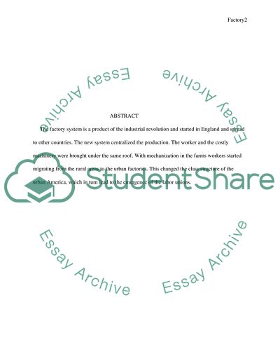 The Factory System and Its Impact on the Labor Movement before the Civil War