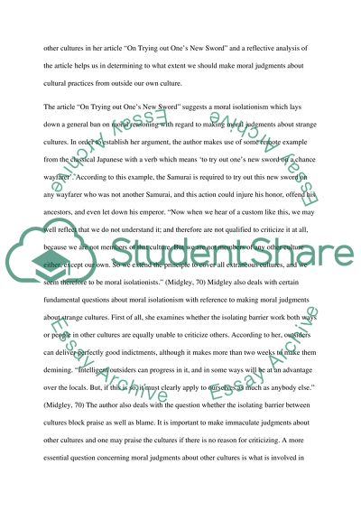 To what extent should we make moral judgments about cultural practices from outside our own culture