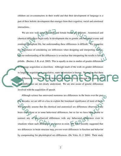 Psychology of Language - The Differences between Boys and Girls in Language Development