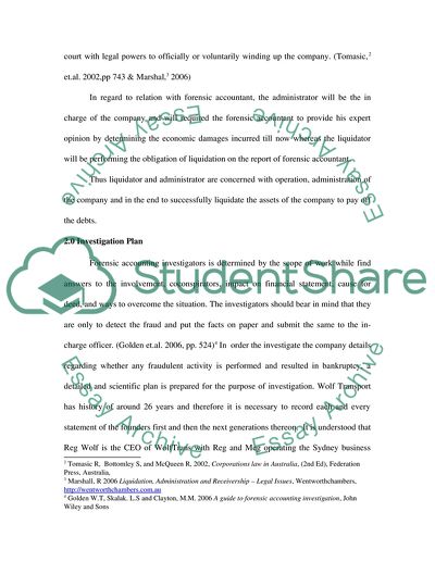 Forensic Accounting: Wolf Transport