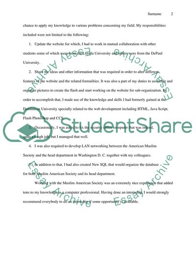 Internship: Educational and Professional Career