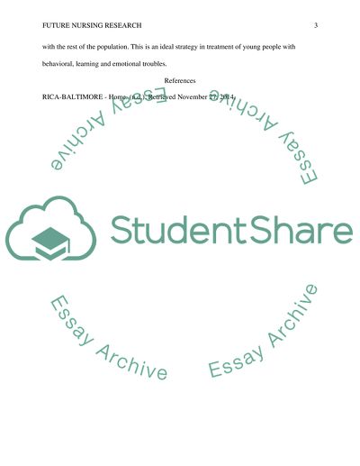 Regional instituie for childern and adollescents,baltimore-future nursing research studies