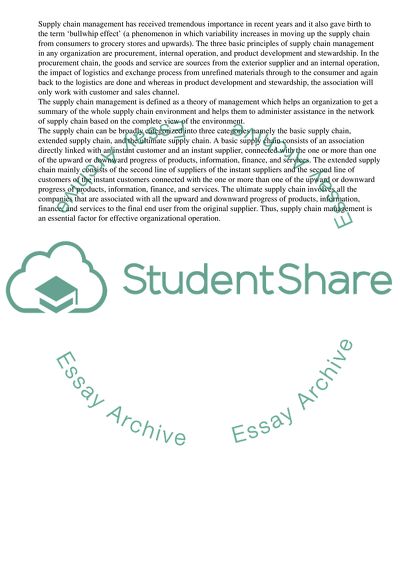 Supply Chain Management as One of the Greatest Companys Aspects