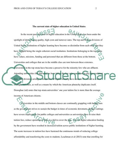 Pros and Cons of Todays College Education