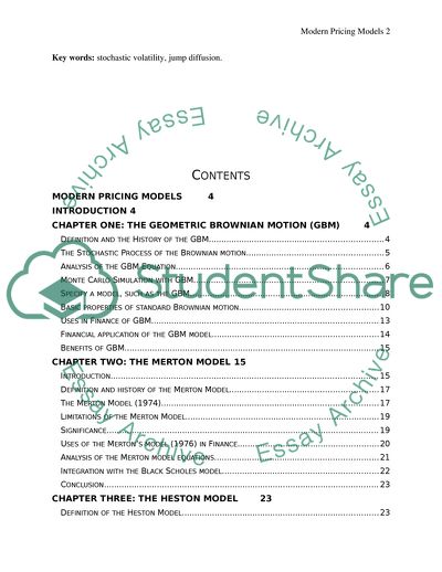 Modern Pricing Models