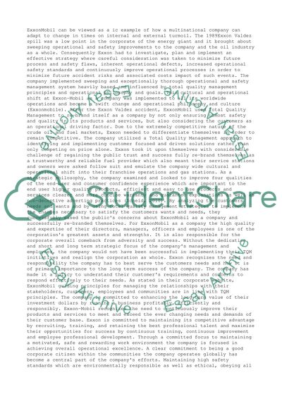 Exxon and Total Quality Management