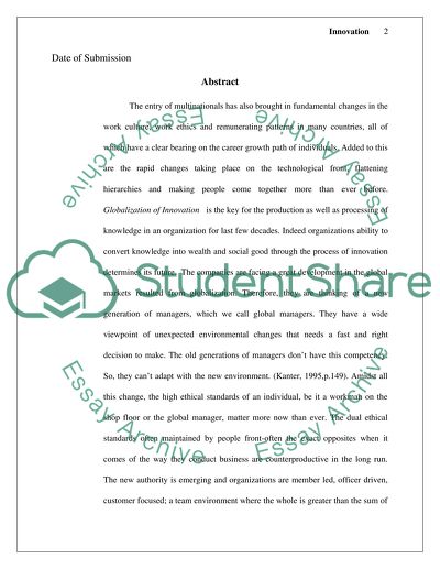 Innovation and Competitive Advantage