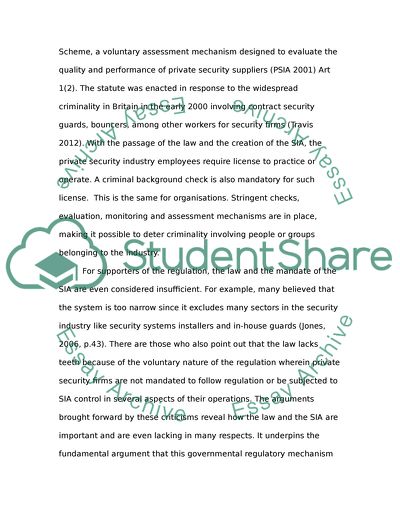 The Bane of Deregulation: The Private Security Industry Experience