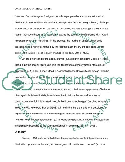 Sociological Theory of Symbolic Interactionism