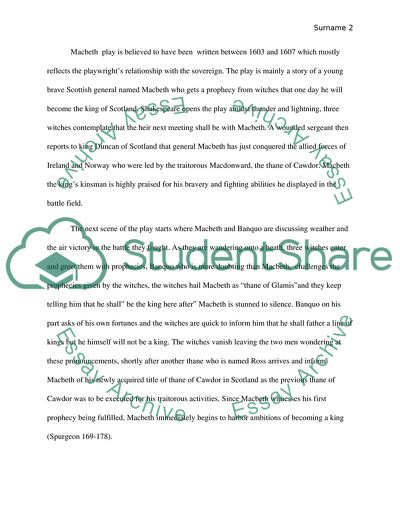 Analysis of the Macbeth Play Written by William Shakespeare