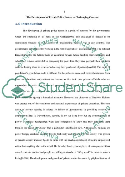 The Development of Private Police Forces: A Challenging Concern