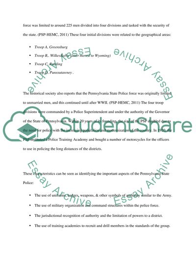 The (PSP) Pennsylvania State Police was the model for the (DSP) Delaware State Police