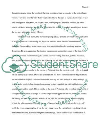 The Yellow Wallpaper and Advice to Young Ladies