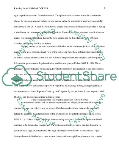 Civil Liberties, Habeas Corpus, and the War on Terror