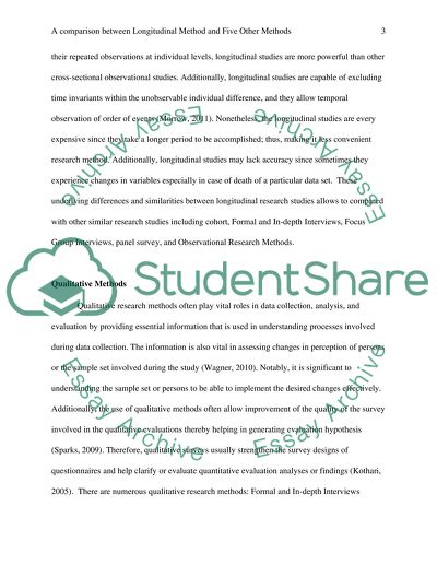 Longitudinal method compared with 5 other methods in text book