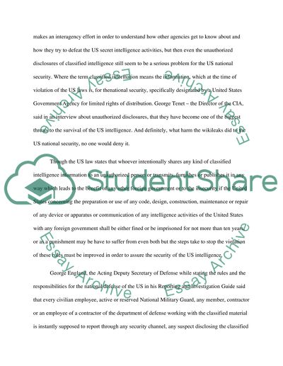 The Disclosure of Sensitive and Classified Information by Persons