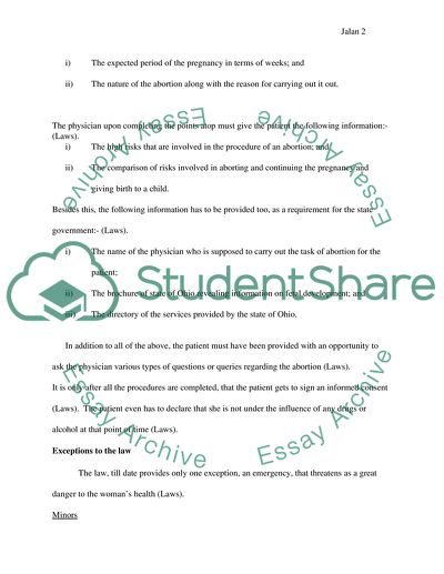 Abortion laws in the state of Ohio