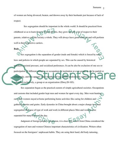 Sex Segregation in Ancient China