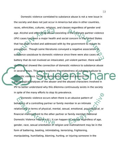 Substance Abuse and Domestic Violence