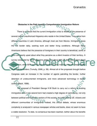 Obstacles in the Path toward a Comprehensive Immigration Reform