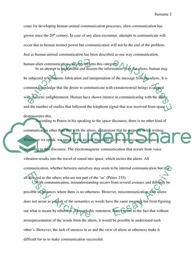 What is the problem of communication with aliens, according to Peters