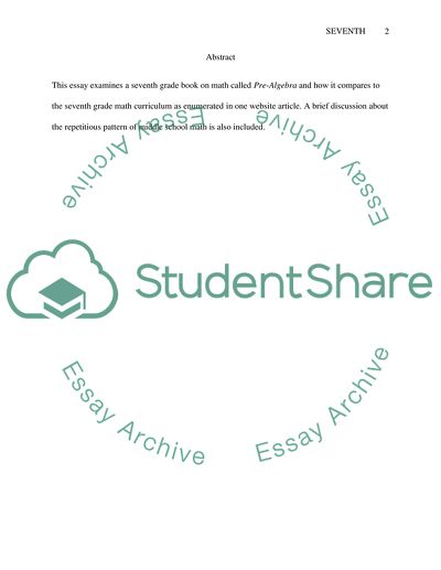 Seventh Grade Math - Textbook and Curriculum