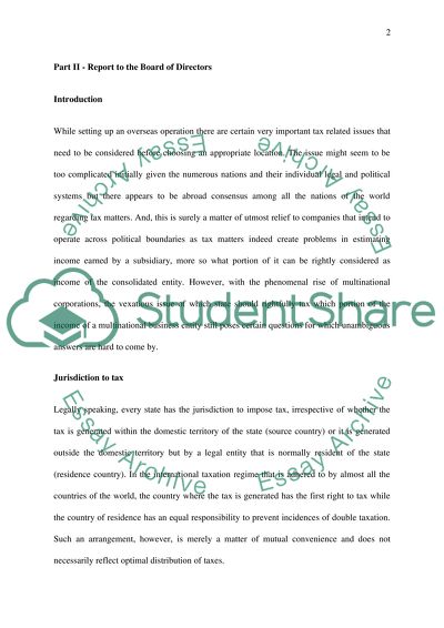 International Tax of the Company of an Automobile Parts Manufacturer Based in the United Kingdom