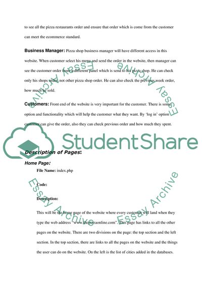 Online Pizza Ordering System