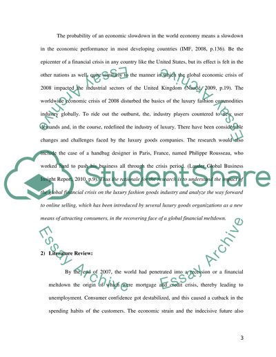 The impact of the financial meltdown on the luxury fashion goods market