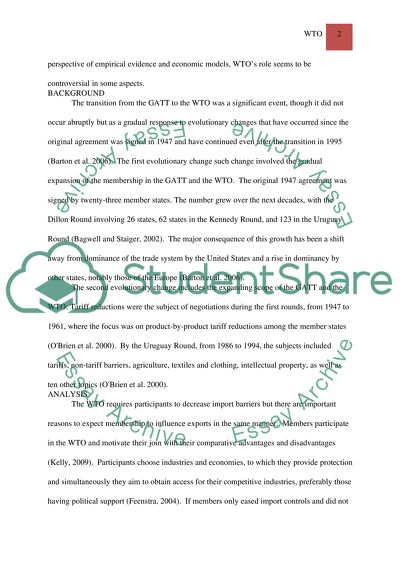 The Role of World Trade Organization in the World Trading System