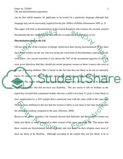 Success of the UK Anti-Discrimination Legislation