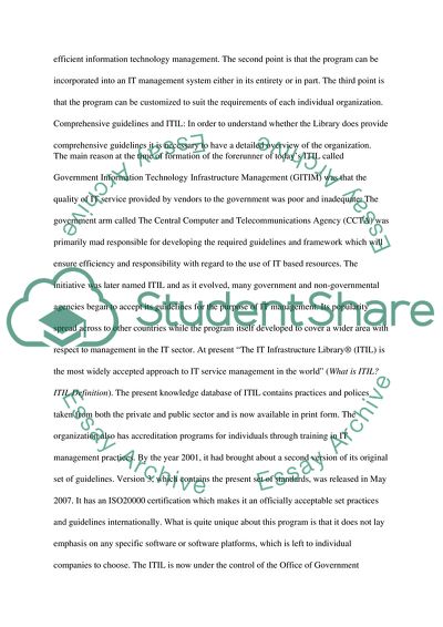 The Role of Information Technology Infrastructure Library