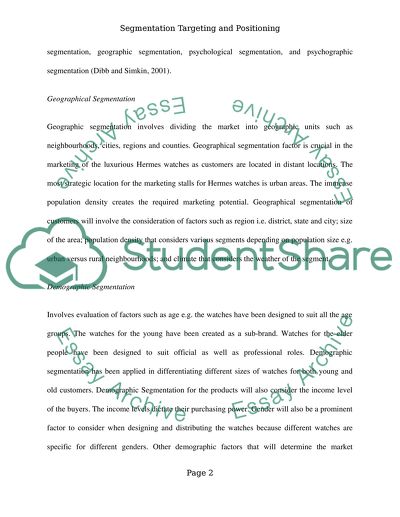 Hermes watches-segmentation targeting and positioning