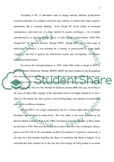 Cognitive Behavioural Therapy and Rational Emotive Behavioural Therapy