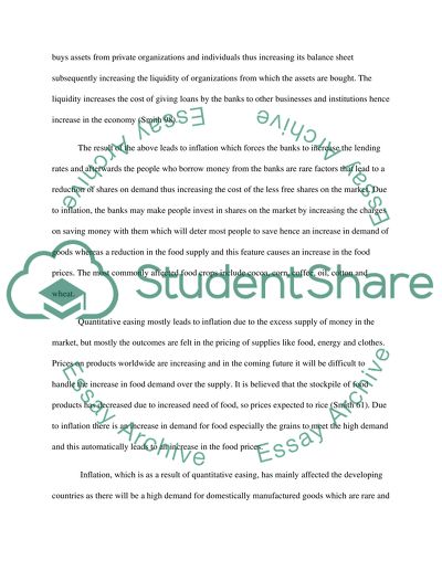 Effects of Quantitative Easing on Food Prices Global Warming