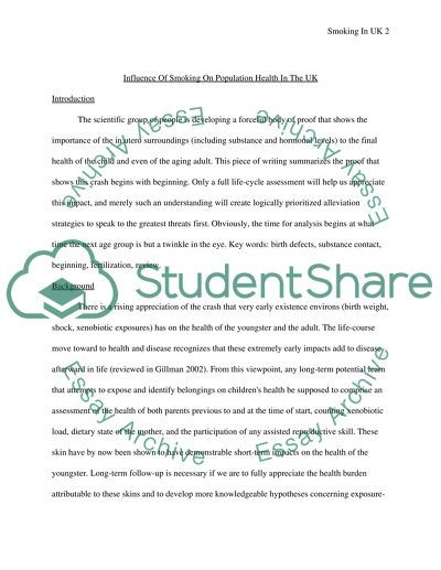 Influence of Smoking on Population Health in the UK