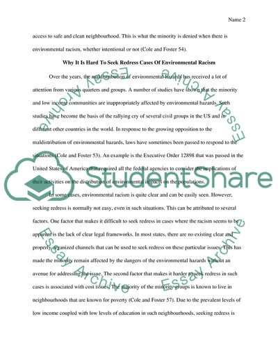 Environmental Racism: Why It Is Hard to Seek Redress Cases of Environmental Racism