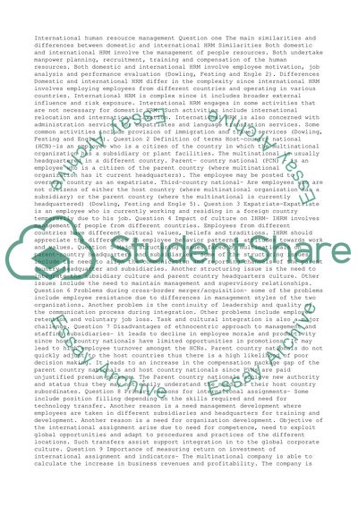 International Human Resource Management