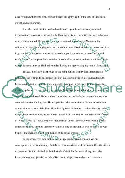 A Positive Influence on Society Leonardo Di Vinci Has Had