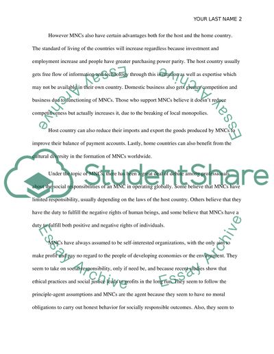 Social Responsibilities of Multinational Corporations