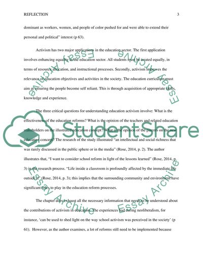 Critical Reflection Journal. Teachers and activism