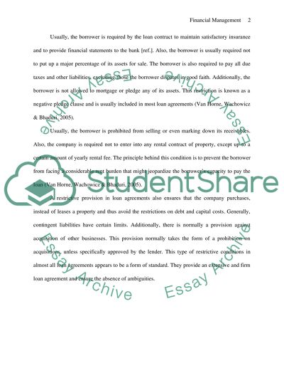 Provisions in loan and security agreement