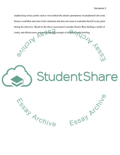 Evaluation of Video Briefing of Susan Rice