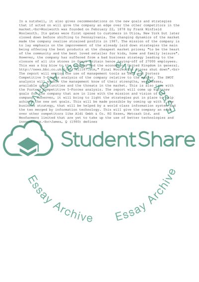 The Future of Woolworth Company