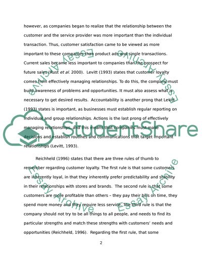 The Development of a Loyalty Program