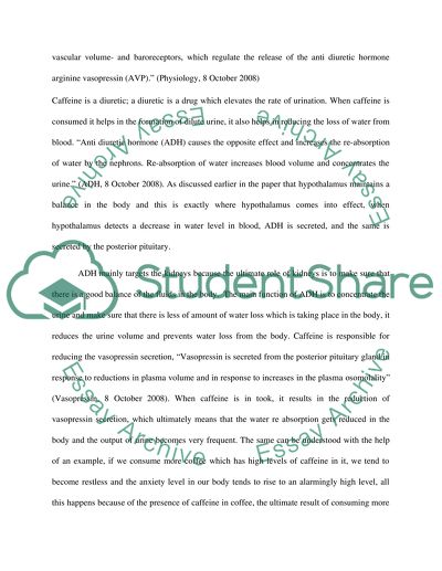The Effect of Caffeine on Water Re-absorption in Kidney