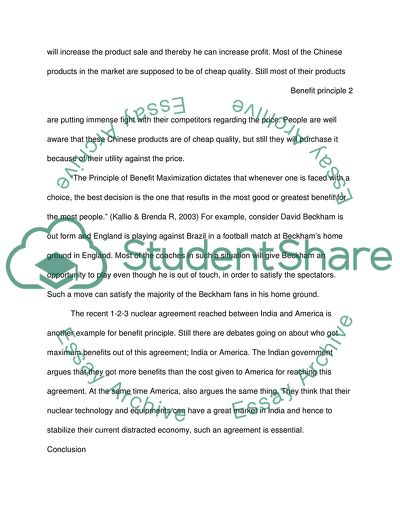 The Comparison of Cost against the Benefit