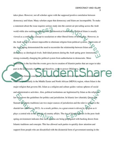 Democracy and Islam Have Occupied a Central Position in Middle Eastern Politics